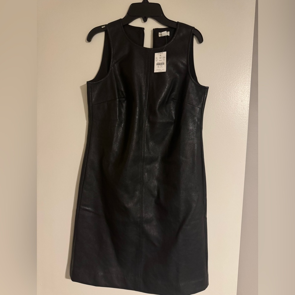 NWT black faux leather J Crew Factory dress